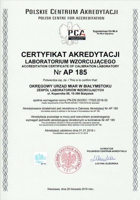 Certyfikat akredytacji 